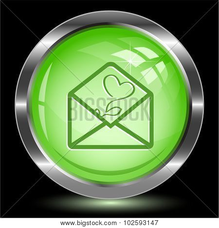 open mail with tulip. Internet button. Vector illustration.