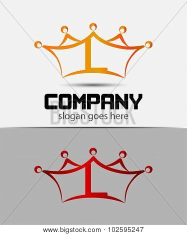Letter l logo with crown icon design template elements