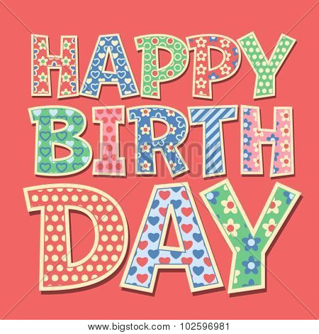 Happy birthday vector card with redneck style letters