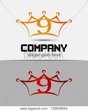 Number 9 logo. Vector logotype design