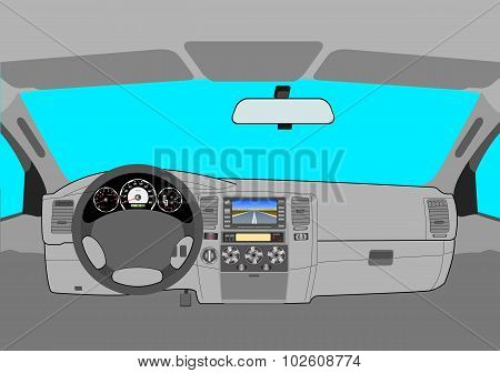 The car without a driver on the road.