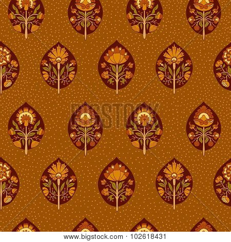 Seamless pattern with stylized flowers. Vector illustration.