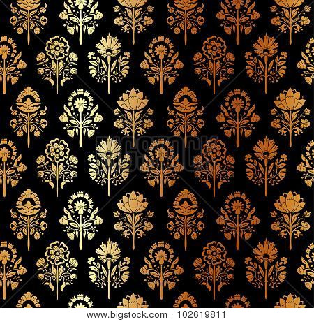 Seamless pattern with stylized flowers. Vector illustration.