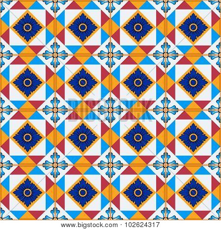 Gorgeous seamless  pattern from Moroccan, Portuguese  tiles, Azulejo, ornaments. Can be used for wal
