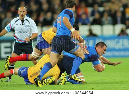 LONDON, ENGLAND - SEPTEMBER 23 2015 The 2015 Rugby World Cup Pool D match between France and Romania at The Stadium, Queen Elizabeth Olympic Park.