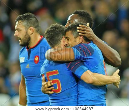 LONDON, ENGLAND - SEPTEMBER 23 2015 The 2015 Rugby World Cup Pool D match between France and Romania at The Stadium, Queen Elizabeth Olympic Park.