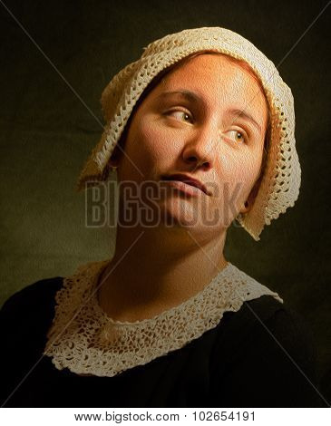 Rembrandt style portrait of girl.