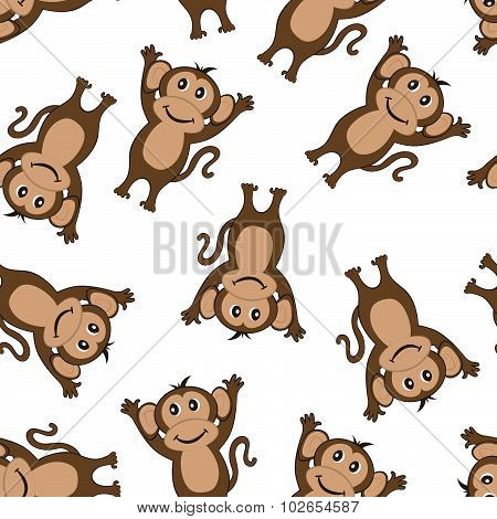 Seamless Funny Cartoon Monkey