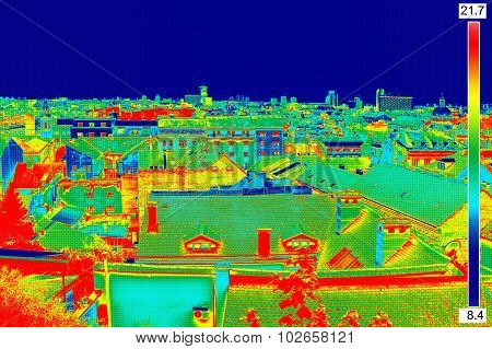Thermal Image Panorama Of Zagreb