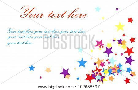 Photo postcard with stars confetti on white