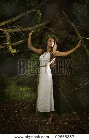 Slavonian Girl In The Deep Forest