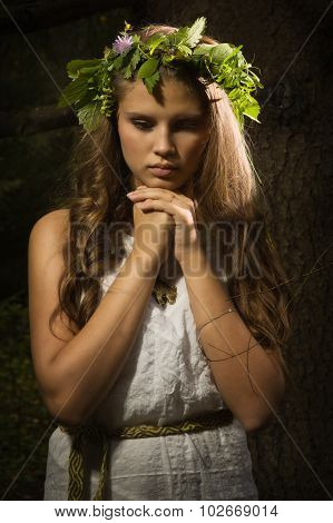 Slavonian Girl In The Deep Forest