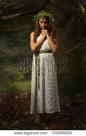 Slavonian Girl In The Deep Forest