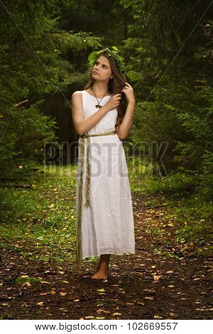 Slavonian Girl In The Deep Forest