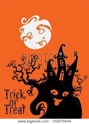 Spooky House Trick Or Treat card design