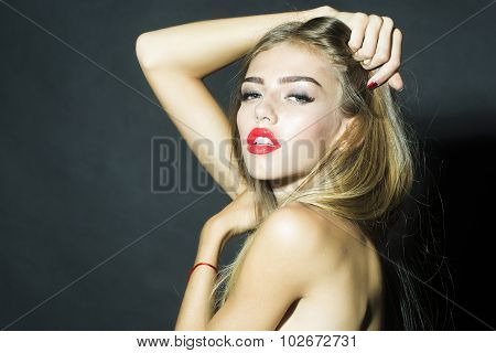 Undressed Woman In Studio
