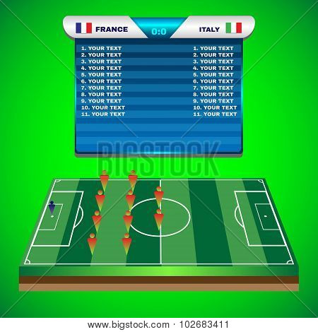 Soccer Match Scoreboard On A Playfield