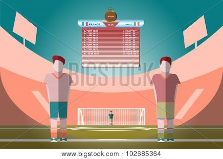 Soccer Match Scoreboard On A Playfield