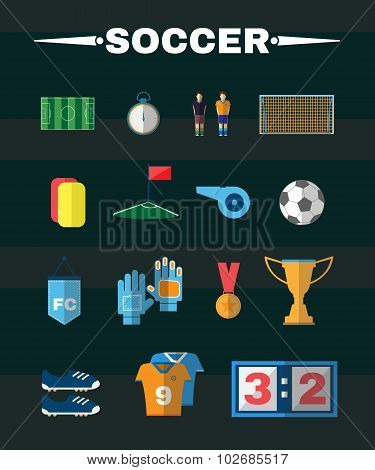 Football Game Flat Design Elements
