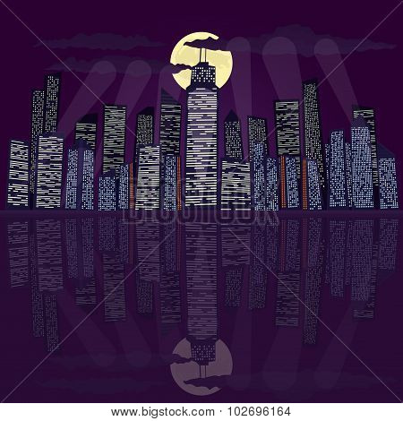 Cityscape violet night