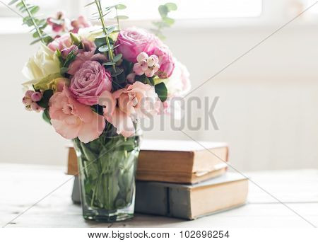 flowers and ancient books