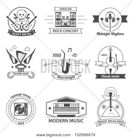 Black And White Music Styles Labels