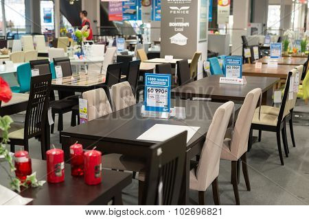 MOSCOW, RUSSIA - 24.09.2015. The interior of  shop Hoff - one of the largest Russian furniture netwo