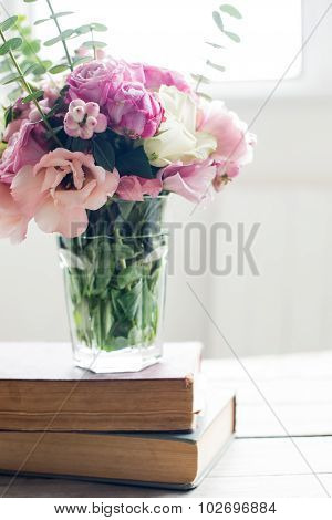 flowers and ancient books