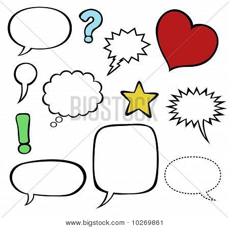 Tegneserier-stil tale bobler / balloner isoleret på hvid