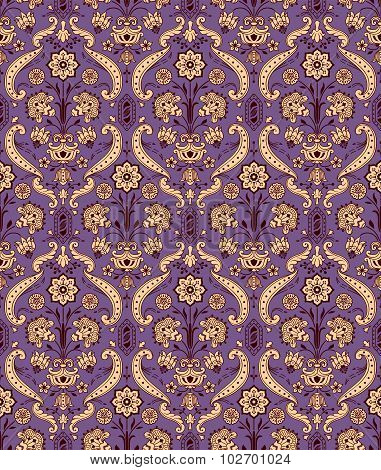 Seamless ornamental vintage pattern with stylized flowers.
