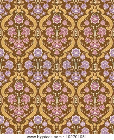 Seamless ornamental vintage pattern with stylized flowers.