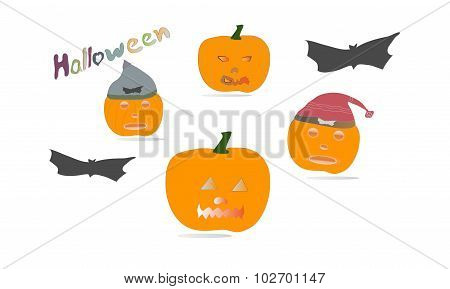 Happy Halloween Pumpkin Cartoon Background Vector White Yellow