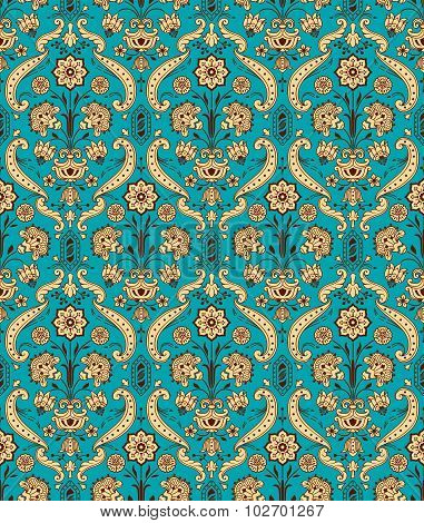 Seamless ornamental vintage pattern with stylized flowers.