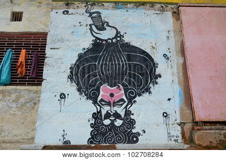 Graffiti On The Ghats Of Varanasi