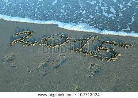 Written 2015 Year In The Sand Of The Sea