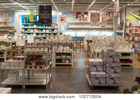 MOSCOW, RUSSIA - 24.09.2015. The interior of  shop Hoff - one of the largest Russian furniture netwo
