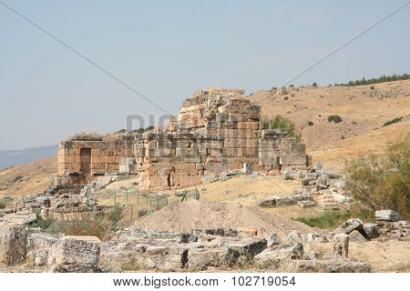 Ancient ruins in Hierapolis, Pamukkale, Turkey.