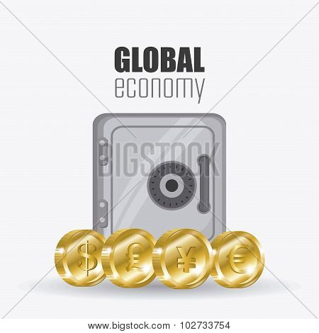 Global economy, money and business design.
