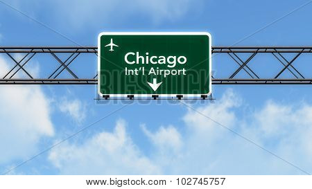 Chicago Ohare Usa Airport Highway Sign