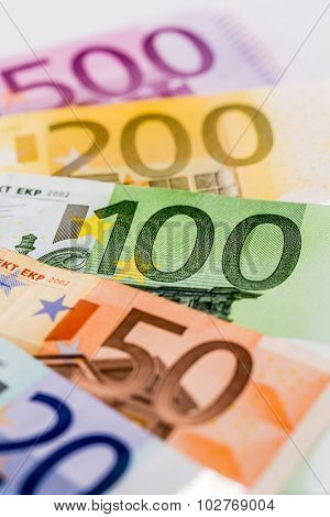 many different euro bills. symbolic photo for wealth and investment.