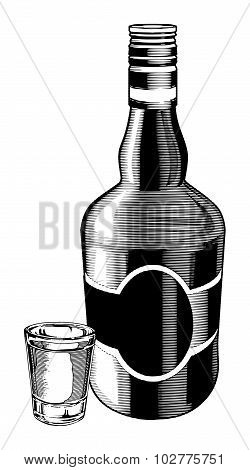 Whiskey Bottle And Shot Glass