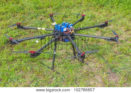 Multicopter standing on the ground
