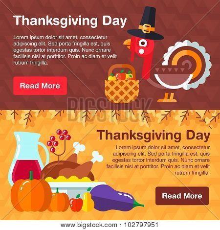 Set Of Colorful Banners For Thanksgiving