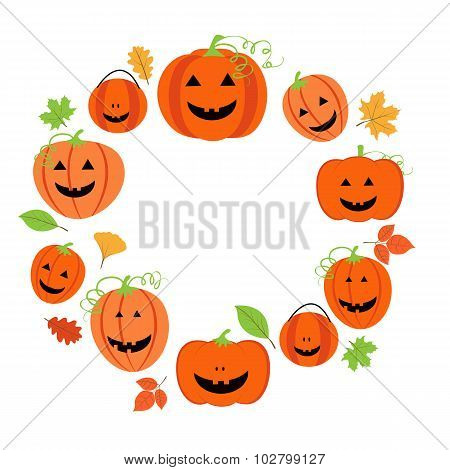 Cute pumpkins frame for halloween