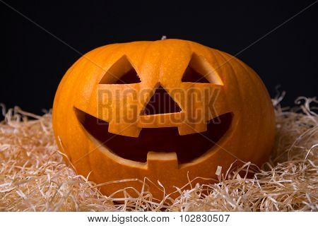 Halloween Concept - Pumpkin Jack-o-lantern With Happy Face