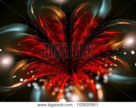 Abstract computer-generated image vivid red flower