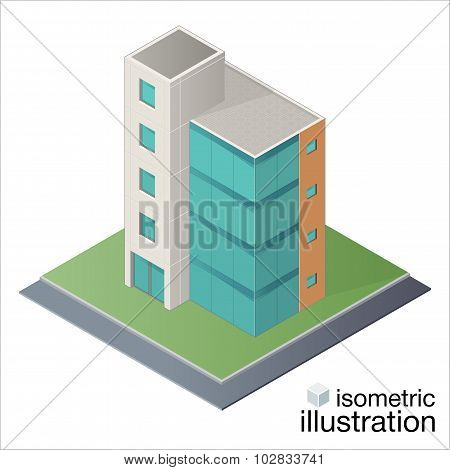 Modern Isometric Office Building, Business Center