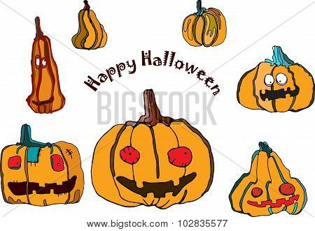 vector set of funny pumpkins for Halloween design