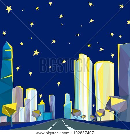 01 Polygonal night cityscape