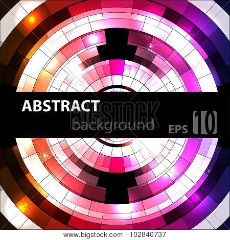Abstract geometric disco glowing of background. Vector illustration